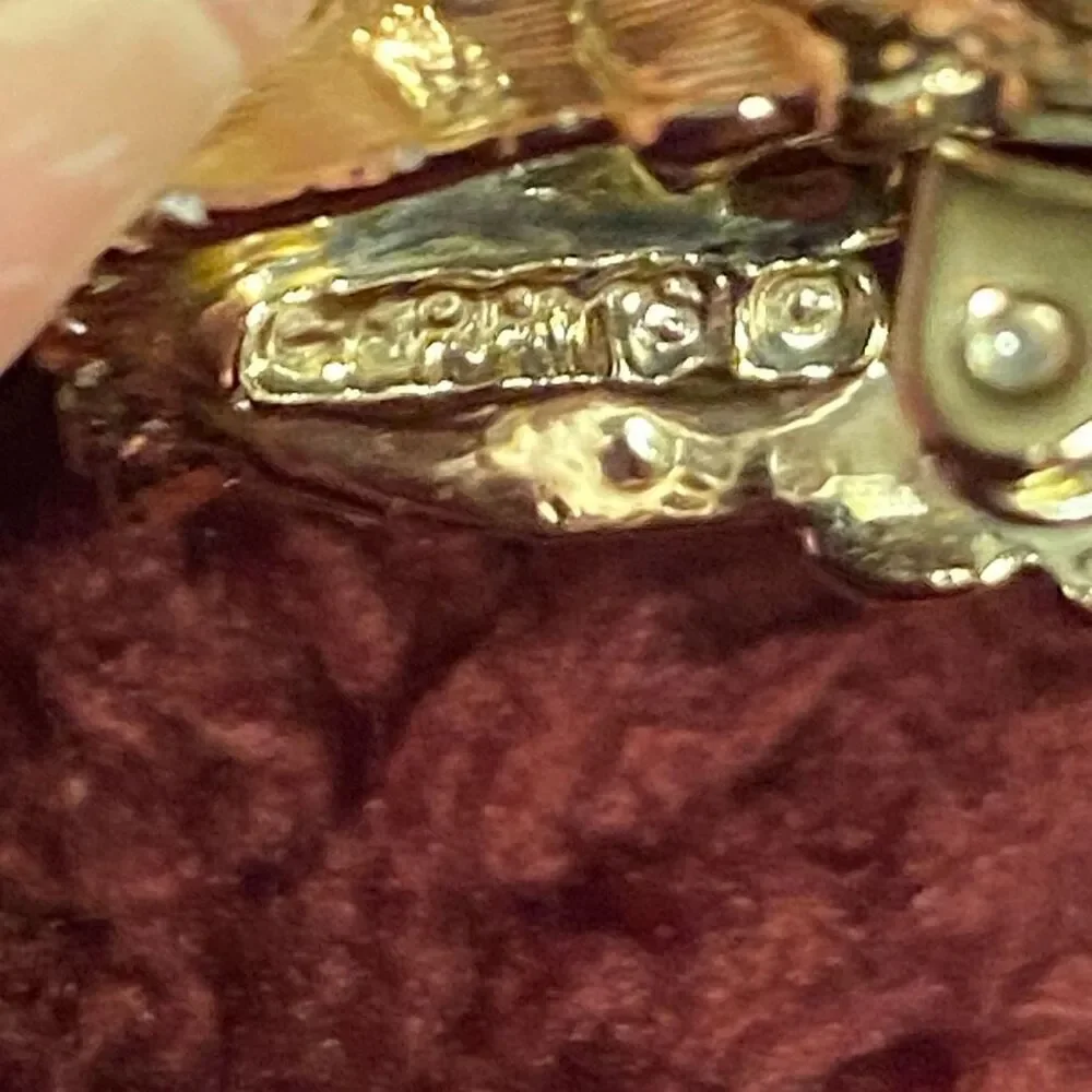 Goldtone Owl Brooch Pin Rhinestone Eyes